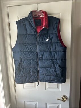Nautica Men's Navy & Red Quilted Down Puffer Vest Size XL